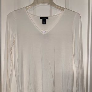 Off white long sleeve top with pleated back